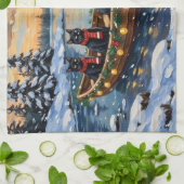 Linge De Cuisine Black Cat Christmas Boat Holiday (Plié)