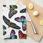 Linge De Cuisine Black Colorful Butterflies (Quart Plié)
