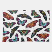 Linge De Cuisine Black Colorful Butterflies (Horizontal)