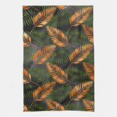 Linge De Cuisine Black Copper Brown Palm Tree Leaf Glam Tropical (Vertical)