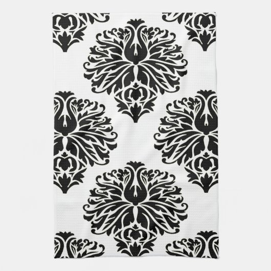 Linge De Cuisine Black Elegant Damask (Vertical)