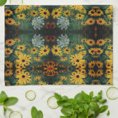 Linge De Cuisine Black Eyed Susan Flowers Abstrait Motif (Plié)