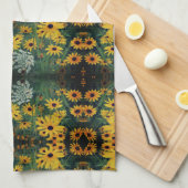 Linge De Cuisine Black Eyed Susan Flowers Abstrait Motif (Quart Plié)