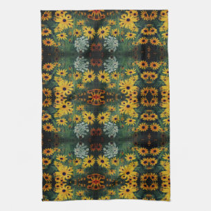 Linge De Cuisine Black Eyed Susan Flowers Abstrait Motif