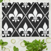 Linge De Cuisine Black Fleur de Lis (Plié)