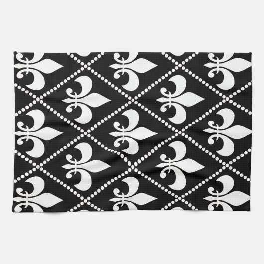 Linge De Cuisine Black Fleur de Lis (Horizontal)