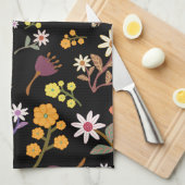 Linge De Cuisine Black Floral  (Quart Plié)