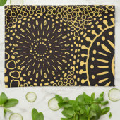 Linge De Cuisine Black Gold Ethnic Floral Pattern Kitchen Towel (Plié)
