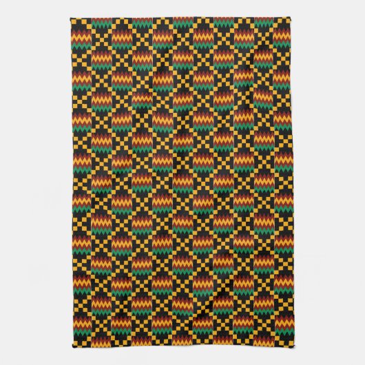 Linge De Cuisine Black, Green, Red, et Yellow Kente Cloth (Vertical)