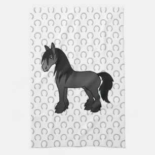 Linge De Cuisine Black Gypsy Vanner Clydesdale Shire Cartoon Horse