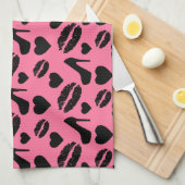 Linge De Cuisine Black High Heels Kisses Lips Girly Makeup Hearts (Quart Plié)