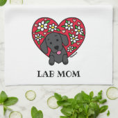 Linge De Cuisine Black Lab Maman Floral Heart Kitchen Towen (Plié)