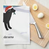 Linge De Cuisine Black Labrador Noël À feuillage persistant Santa H (Quart Plié)