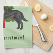 Linge De Cuisine Black Labrador Retriever Chien avec arbre de Noël (Quart Plié)