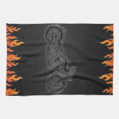 Linge De Cuisine Black Leather Orange Flames (Horizontal)