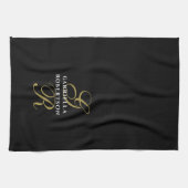 Linge De Cuisine Black Monogram Gold White Name Minimalist Stylish  (Horizontal)