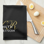 Linge De Cuisine Black Monogram Minimalist Gold White Elegant Men  (Quart Plié)