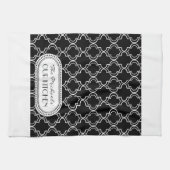 Linge De Cuisine Black | Monogramme de Trellis Marocain blanc (Horizontal)