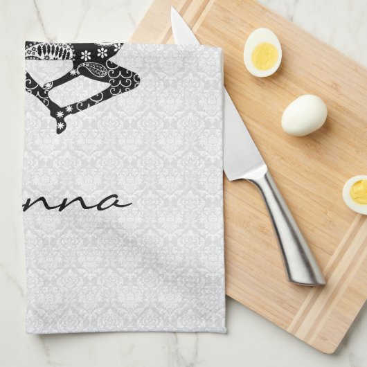 Linge De Cuisine Black Paisley Deer (Quart Plié)