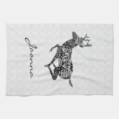 Linge De Cuisine Black Paisley Deer (Horizontal)