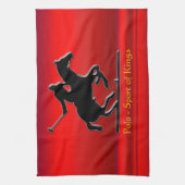 Linge De Cuisine Black Polo Pony et Rider sur chrome rouge (Vertical)