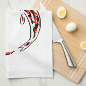 Linge De Cuisine Black & Red Japanese Koi Fish Artistic (Quart Plié)