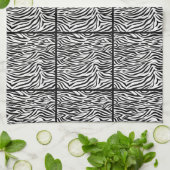 Linge De Cuisine Black Safari Zebra, design carrelé (Plié)