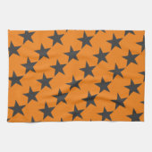 Linge De Cuisine Black Stars sur Citrouille Orange (Horizontal)