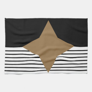 Linge De Cuisine Black White Colorblock & Brown Diamond