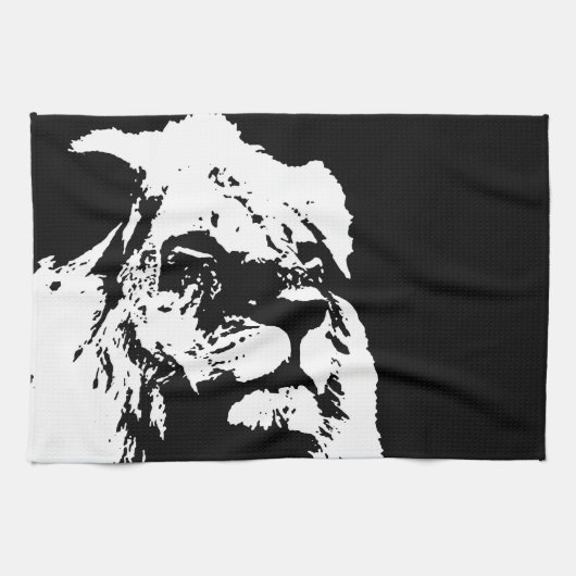 Linge De Cuisine Black & white lion pop art (Horizontal)
