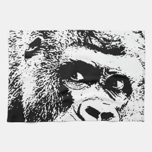 Linge De Cuisine Black White Pop Art Gorilla