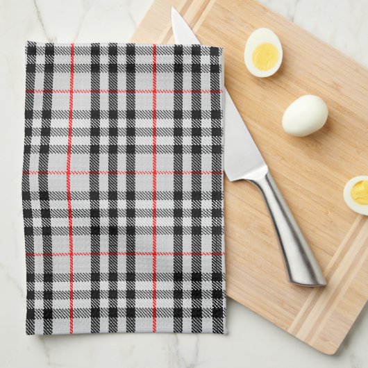 Linge De Cuisine Black White Red Classic Checkered Fabric (Quart Plié)