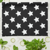Linge De Cuisine Black White Stars Motif Décor (Plié)
