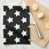 Linge De Cuisine Black White Stars Motif Décor (Quart Plié)