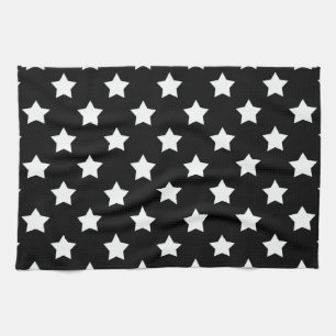 Linge De Cuisine Black White Stars Motif Décor