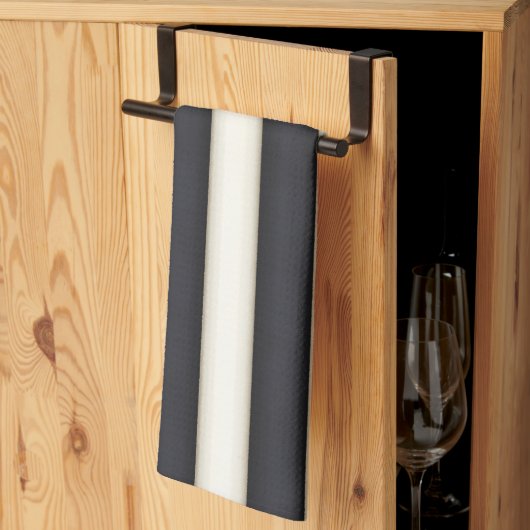 Linge De Cuisine Black & White Stripes Imaginaire gothique victorie (Pliage en tiers)