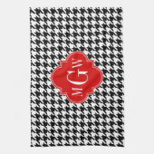 Linge De Cuisine Black Wht Houndstooth Red Quatrefoil (Vertical)