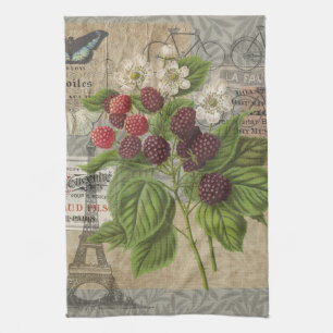 Linge De Cuisine Blackberries Floral Garden Flower Papillon Art