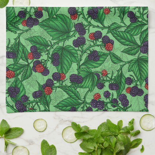 Linge De Cuisine Blackberry en vert (Plié)