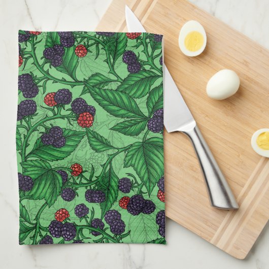 Linge De Cuisine Blackberry en vert (Quart Plié)