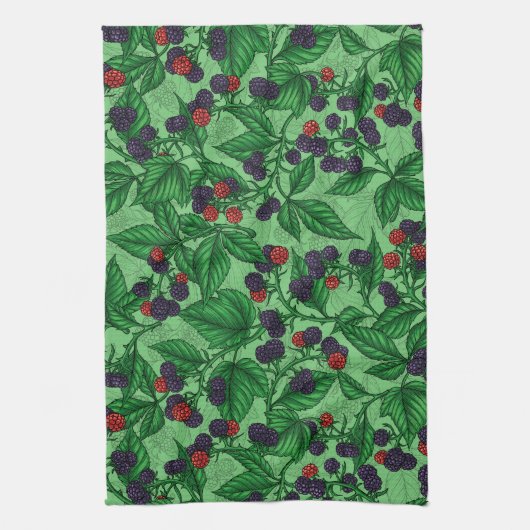Linge De Cuisine Blackberry en vert (Vertical)