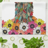 Linge De Cuisine blanc d'amour de marguerite de lama (Plié)