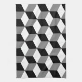 Linge De Cuisine Blanc et gris de noir de motif de cube (Vertical)