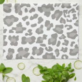 Linge De Cuisine Blanc et gris Empreinte de léopard (Plié)