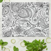 Linge De Cuisine Blanc & Gris Vintage Paisley (Plié)