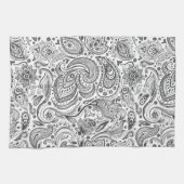 Linge De Cuisine Blanc & Gris Vintage Paisley (Horizontal)