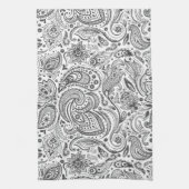 Linge De Cuisine Blanc & Gris Vintage Paisley (Vertical)