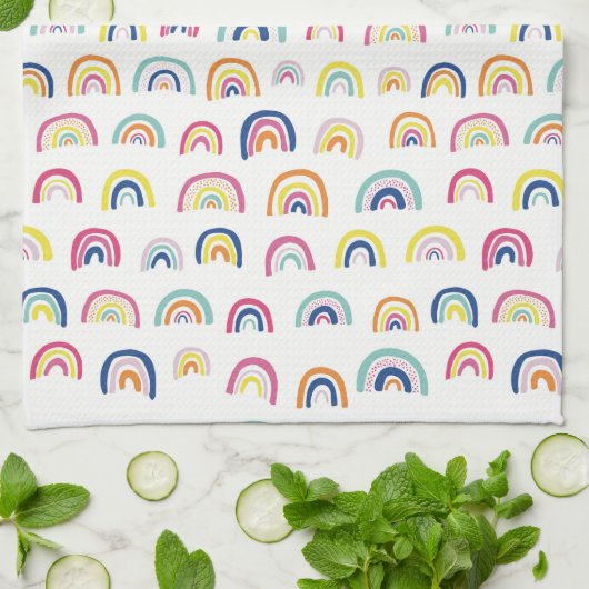 Linge De Cuisine Blanc Multi Rainbow (Plié)