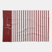 Linge De Cuisine Blanc nautique rayé Monogramme initial Cuisine (Horizontal)