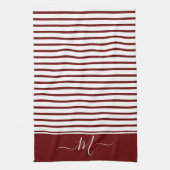 Linge De Cuisine Blanc nautique rayé Monogramme initial Cuisine (Vertical)